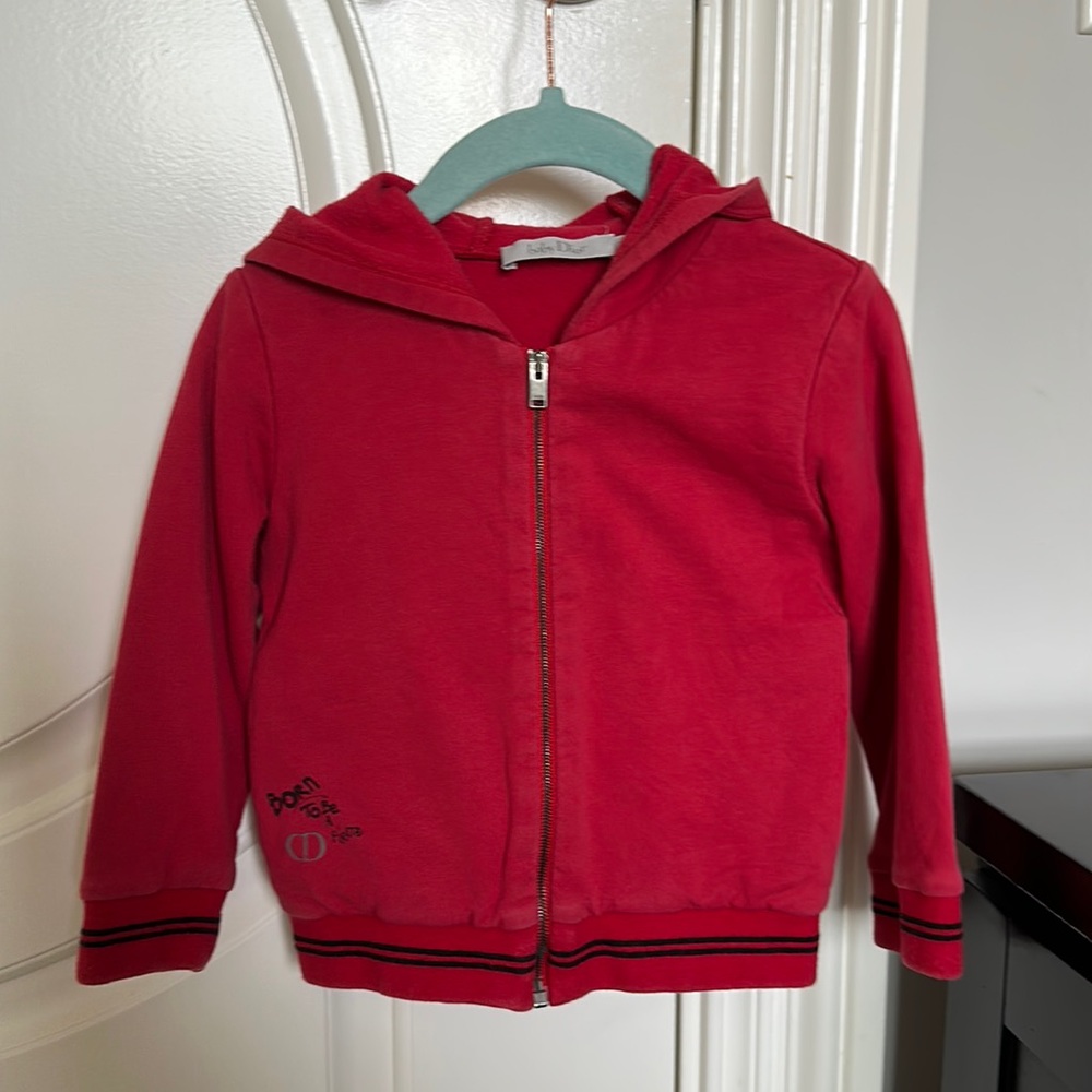 Baby Dior baby’s red jacket with logo and pirate bear print size 24 months